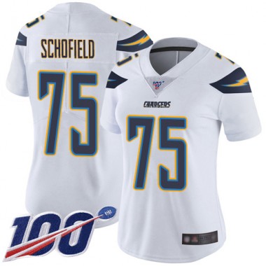 Los Angeles Chargers NFL Football Michael Schofield White Jersey Women Limited 75 Road 100th Season Vapor Untouchable